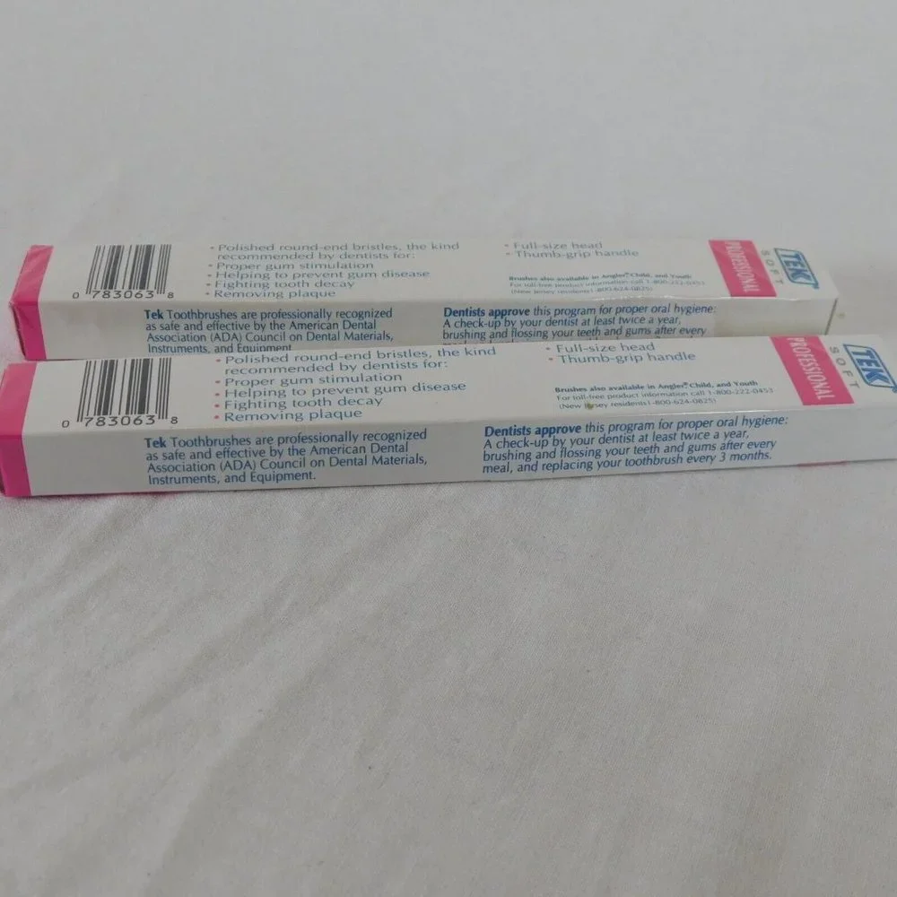 Tek Lot of 2 Toothbrush Professional Soft Ultra Colors Full Head Blue Pink 1991